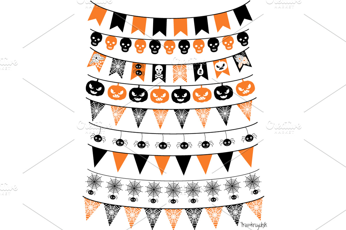 Halloween Bunting, Banner Clipart, a Decorative Illustration by Pravokrugulnik (Photo 2 of 2)