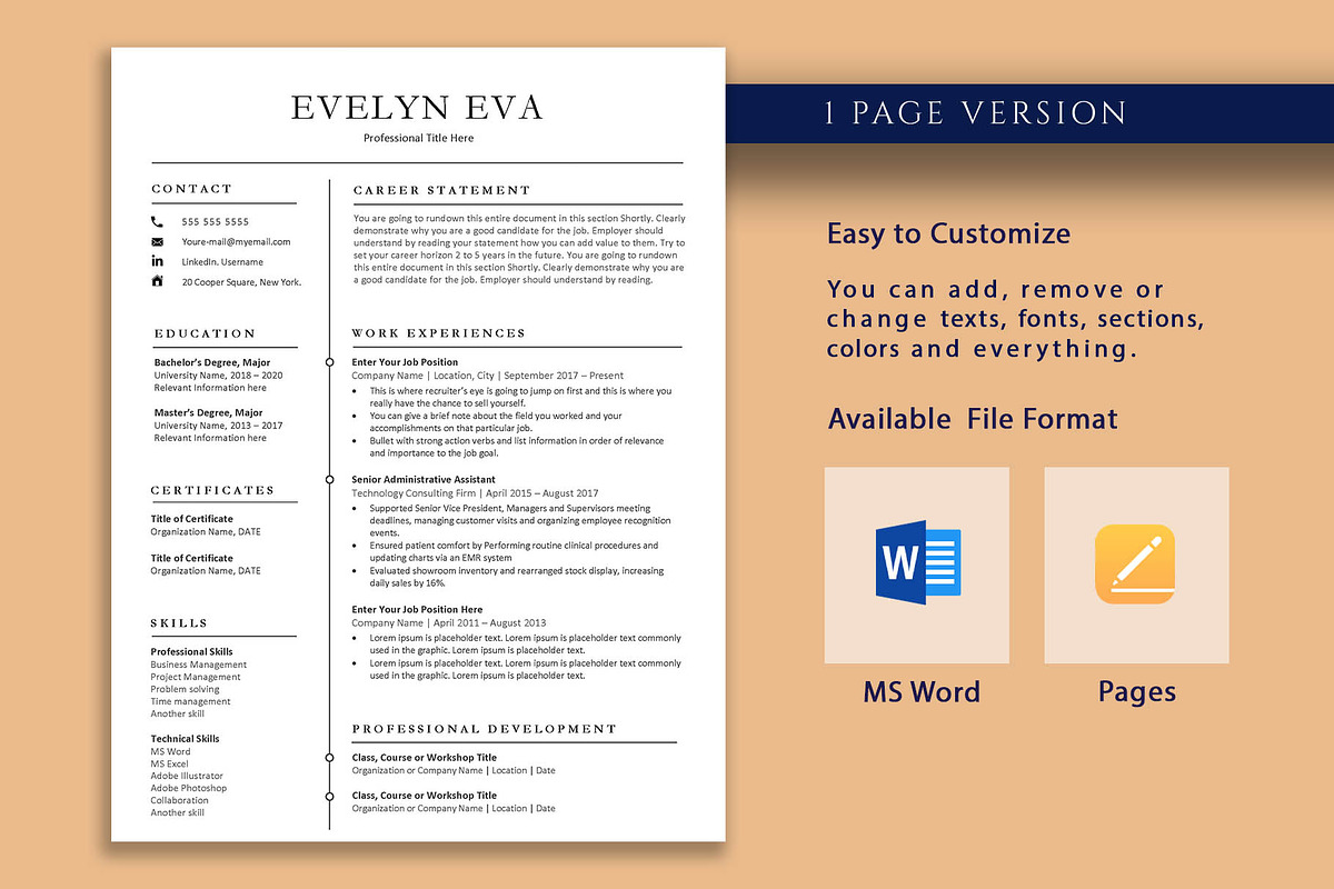 Modern Professional Resume Template, a Resume Template by VictoriousVita (Photo 2 of 8)