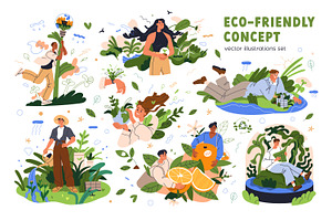 Eco-friendly concept. Ecology set, a Person Illustration by Good Studio