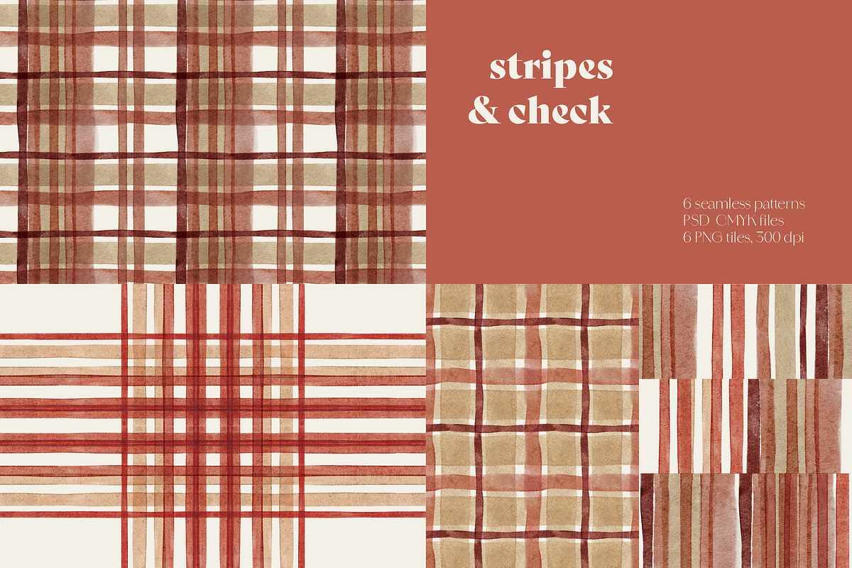 Stripes & Checks in Watercolour., a Pattern Graphic by Maria Budarkiewicz (Photo 1 of 8)