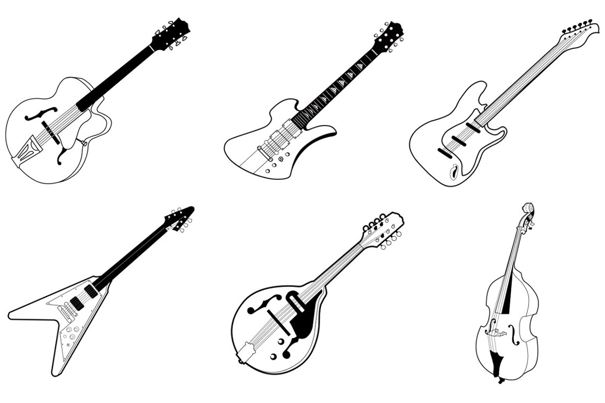 Hand Drawn Musical Instruments, an Illustration by HeroMachine Vector Art