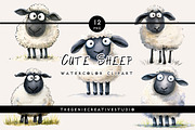 Cute Sheep PNG Clipart Set, an Animal Illustration by Geniecreativestudio (Thumbnail 1 of 9)