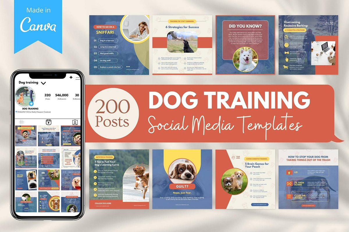 200 Dog Training Canva Templates, a Social Media Template by Viral Content Design (Photo 1 of 7)