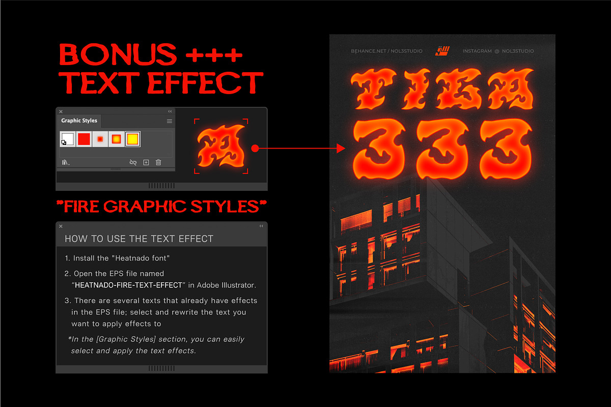 HEATNADO FIRE FONT (+TEXT EFFECT), a Handwritten Font by Nol 3 Studio (Photo 4 of 9)