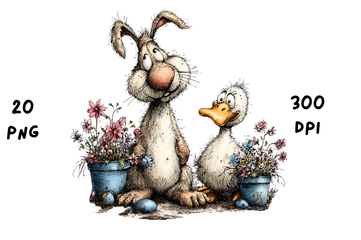 Whimsical Floral Bunny and Duck, an Animal Illustration by GiraffeCreative (Photo 16 of 20)