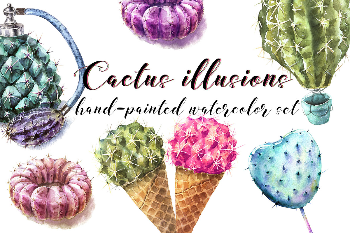 Cactus illusions Watercolor Set, a Food Illustration by Cat In Colour (Photo 1 of 3)