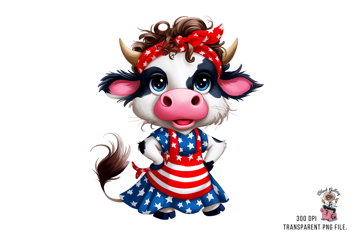 Patriotic Cow with USA Flag 10 PNG, a Graphic by Clipart Bloom (Photo 7 of 11)
