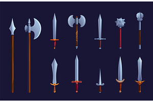 Medieval cartoon weapon. Ancient, an Illustration by Valerie Bodnar