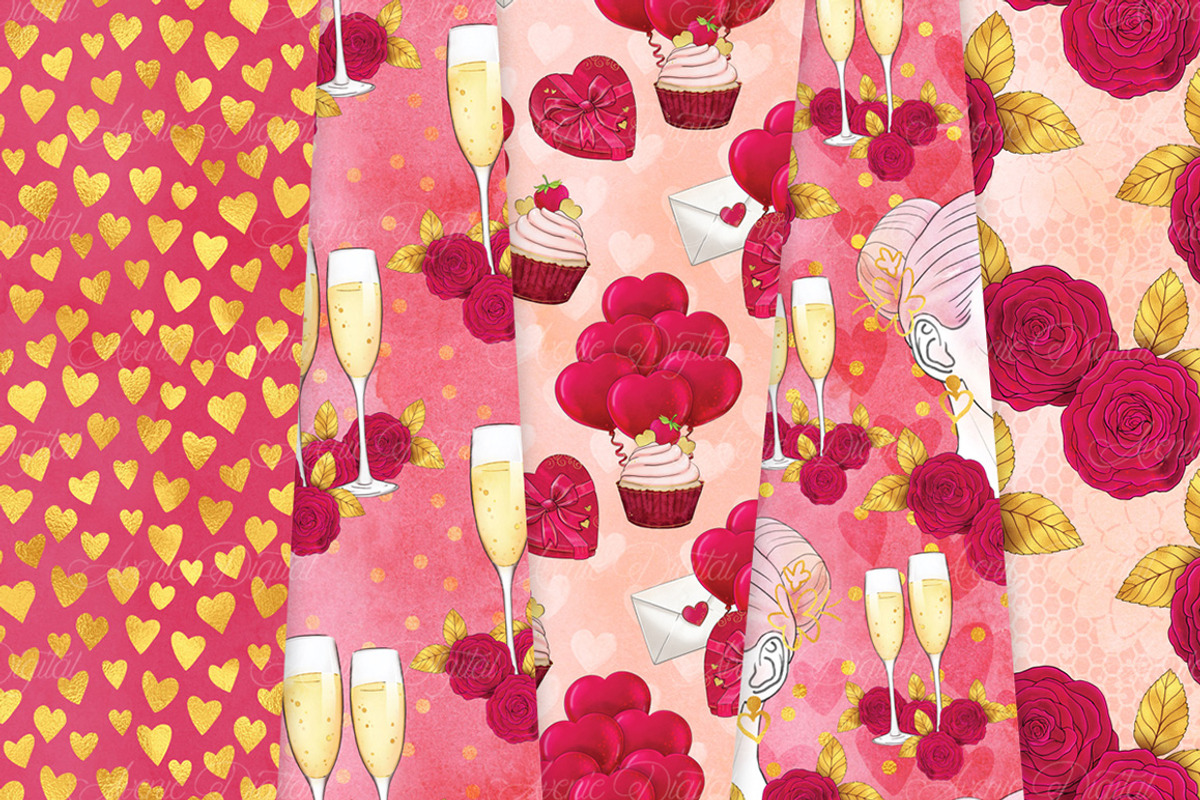 Watercolor Valentine's Day Patterns, a Pattern Graphic by Avenie Digital (Photo 4 of 4)