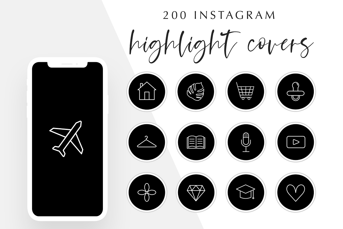 200 Instagram Story Highlight Icons, a Social Media Template by Blog&Glow (Photo 1 of 4)