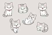 Gray Kitten Cartoon Set Collection, an Animal Illustration by Artpon Illustration (Thumbnail 1 of 3)
