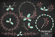 Mint & Coral Holly Christmas Vectors, an Illustration by Amanda Ilkov (Thumbnail 2 of 5)