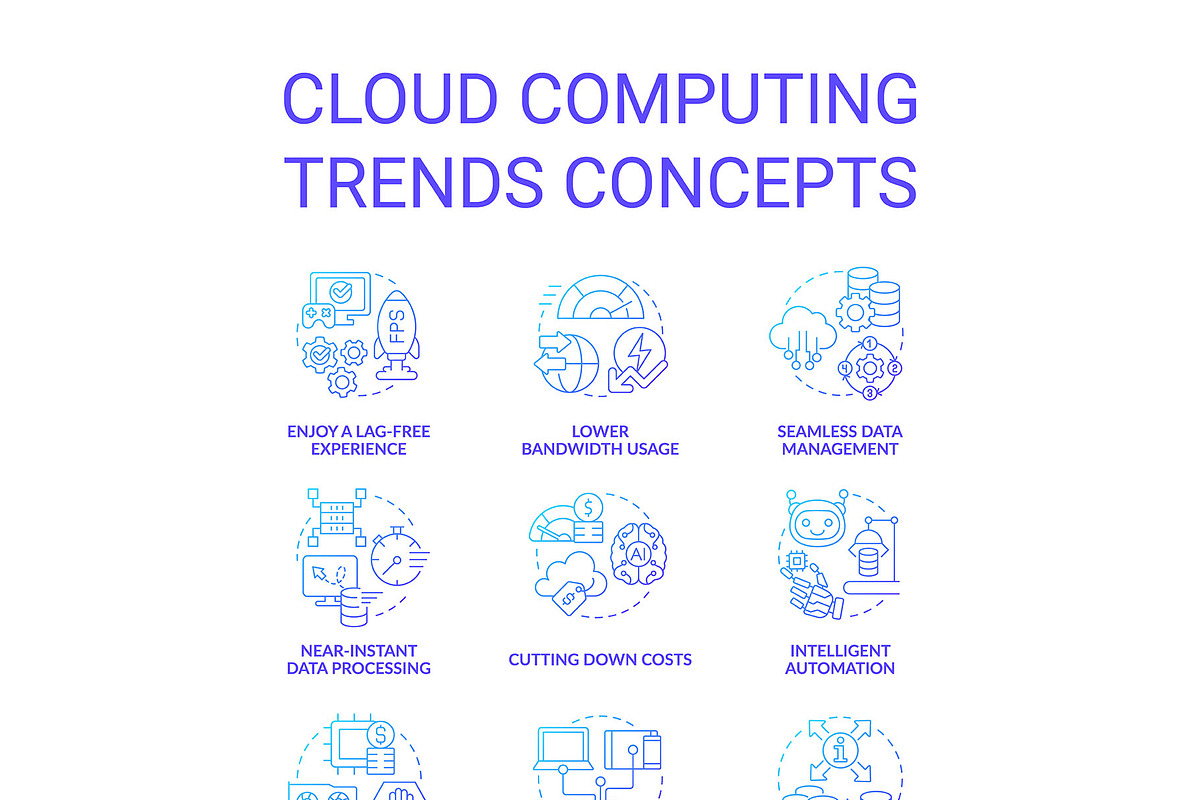 Cloud computing trends benefits blue, an Icon by IMG Visuals