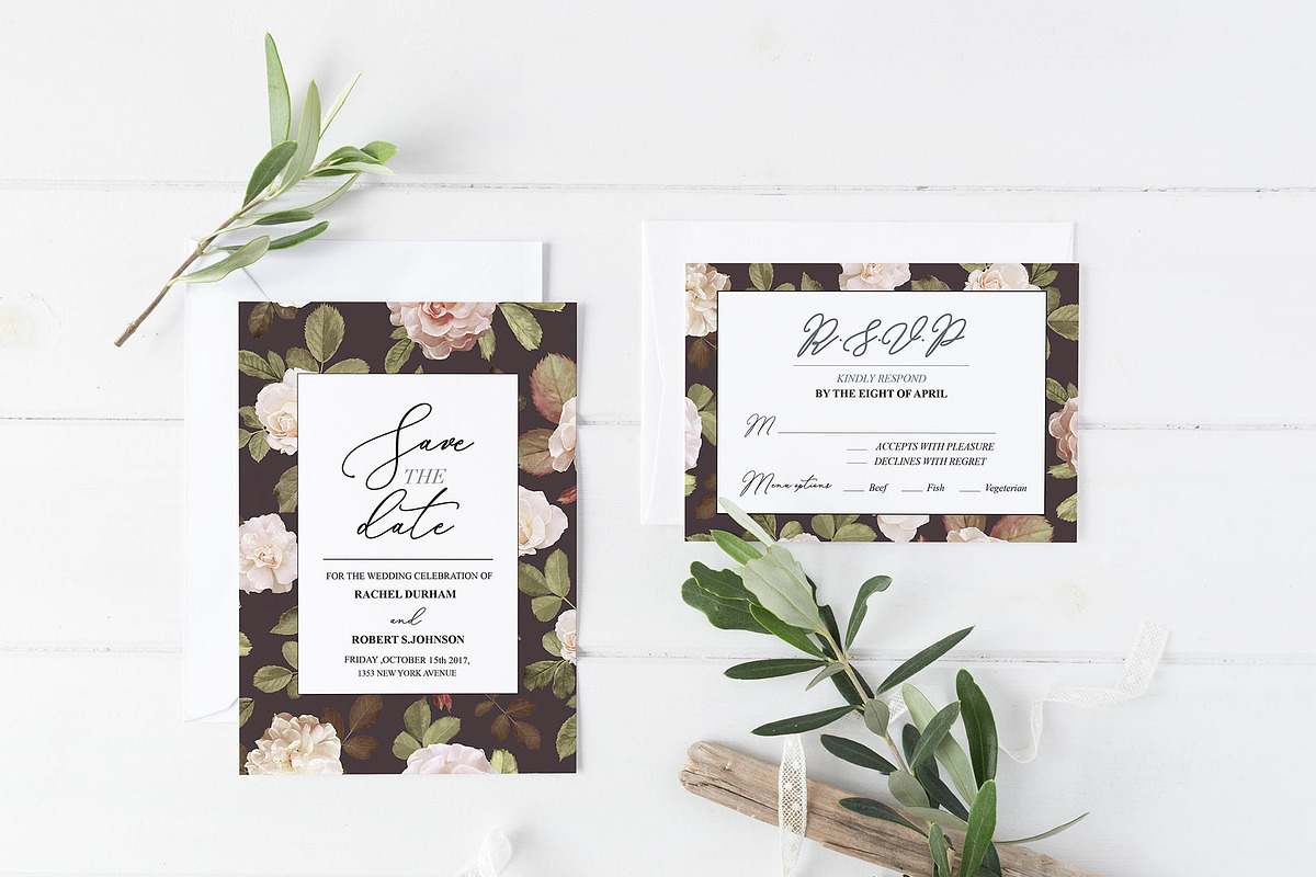 Rosie save the date & RSVP cards, an Invitation Template by Chic templates (Photo 1 of 3)