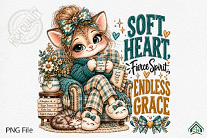 Cozy Cat’s Soft Heart Grace PNG, a Seasonal Illustration by Craft Nest
