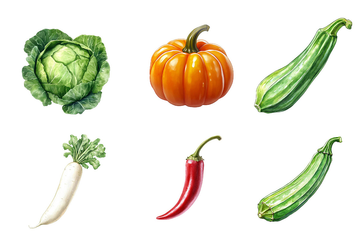 Watercolor Vegetables Clipart, an Illustration by CreationArt (Photo 3 of 5)