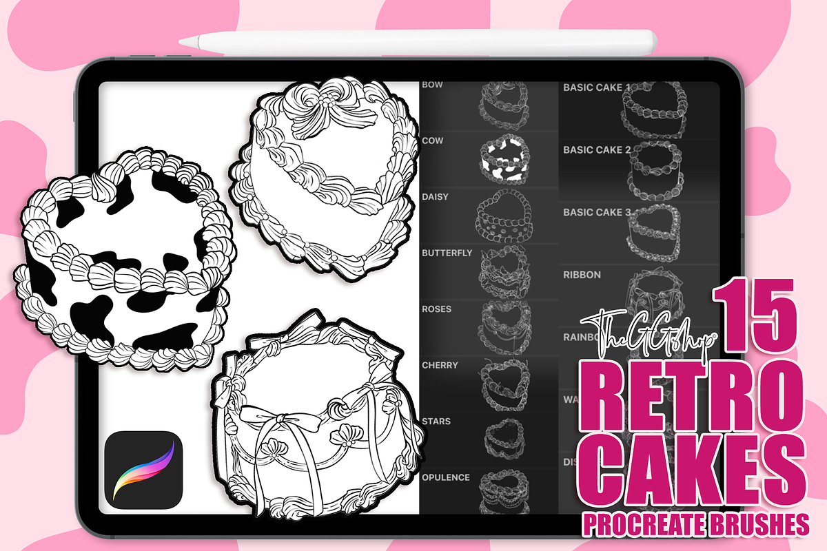 VICTORIAN CAKES PROCREATE BRUSH SET, a Brush Add-On by The GG Shop (Photo 2 of 17)