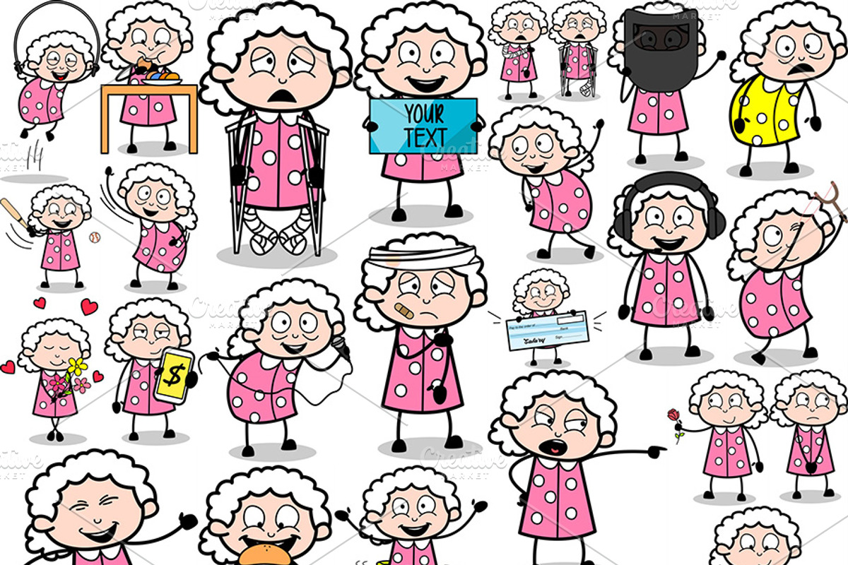 Grandmother ~ Cartoon Character Set, a Person Illustration by The Toon Company (Photo 8 of 12)