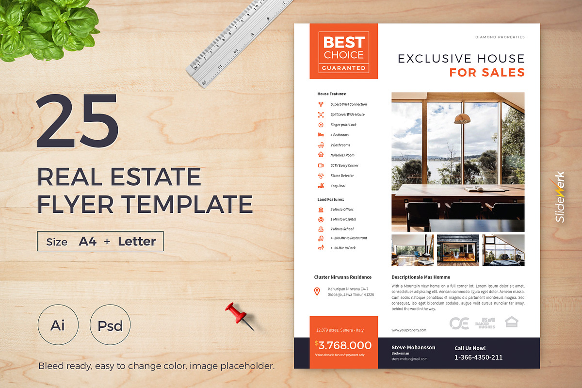 Real Estate Flyer 25, a Flyer Template by Slidewerk