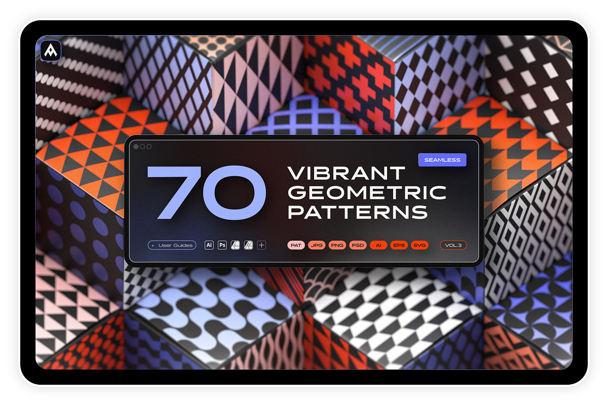 Vibrant Geometric Seamless Patterns, a Pattern Graphic by Samolevsky (Photo 1 of 13)