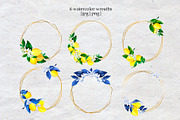 Watercolor Lemon Tiles 69 Assets, a Decorative Illustration by SunnJaneArt (Thumbnail 9 of 14)