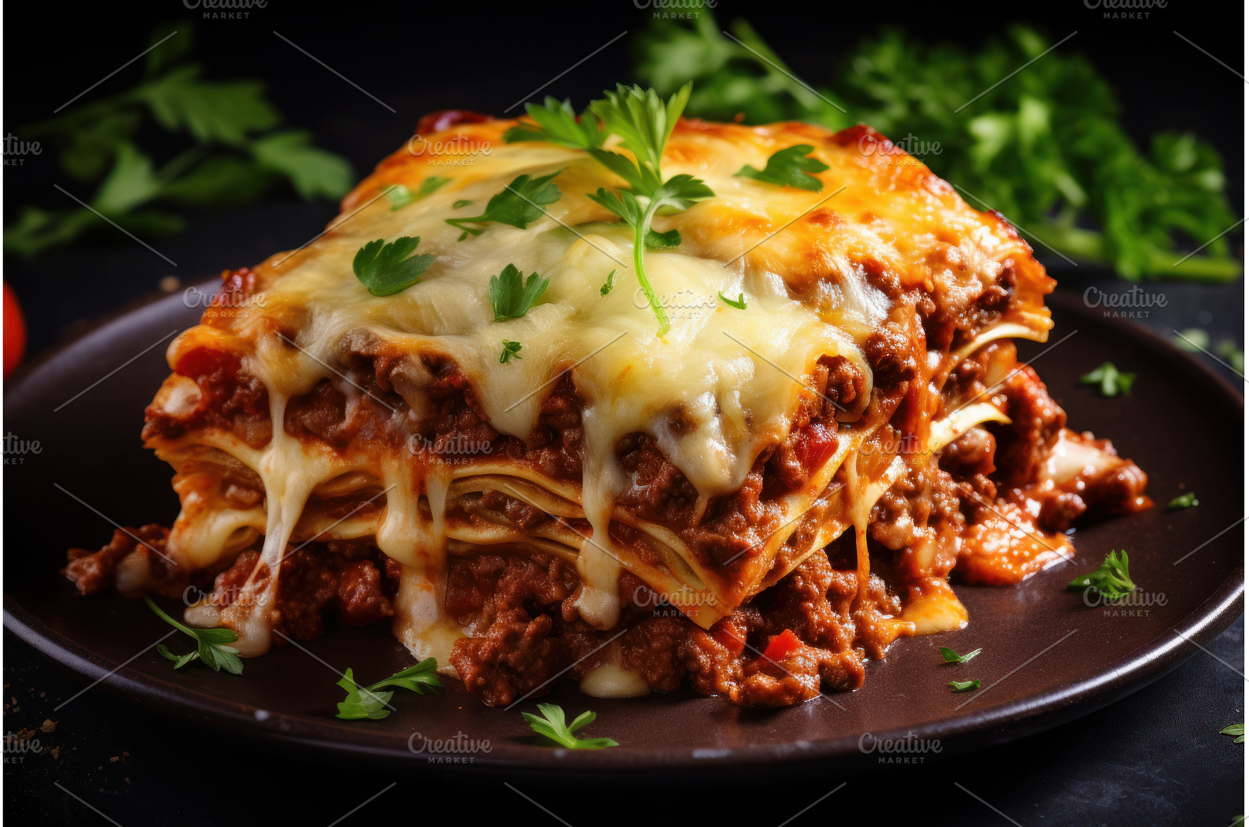Cheesy Lasagna beef cheese. Generate, a Food & Drink Photo by Ylivdesign