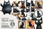 Halloween Black Cats Clipart, an Illustration by Dream Creation (Thumbnail 1 of 7)
