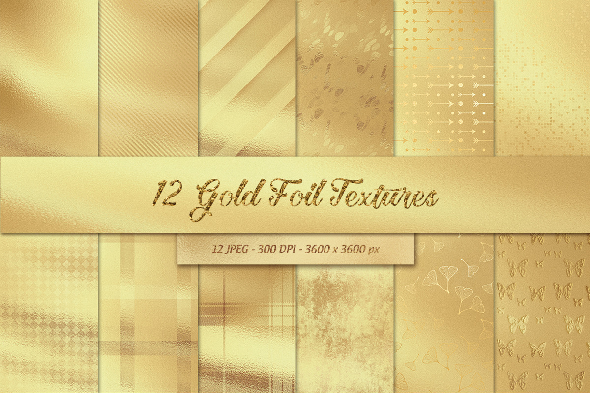 12 Gold Foil Textures, a Texture Graphic by Orange Fox (Photo 1 of 3)