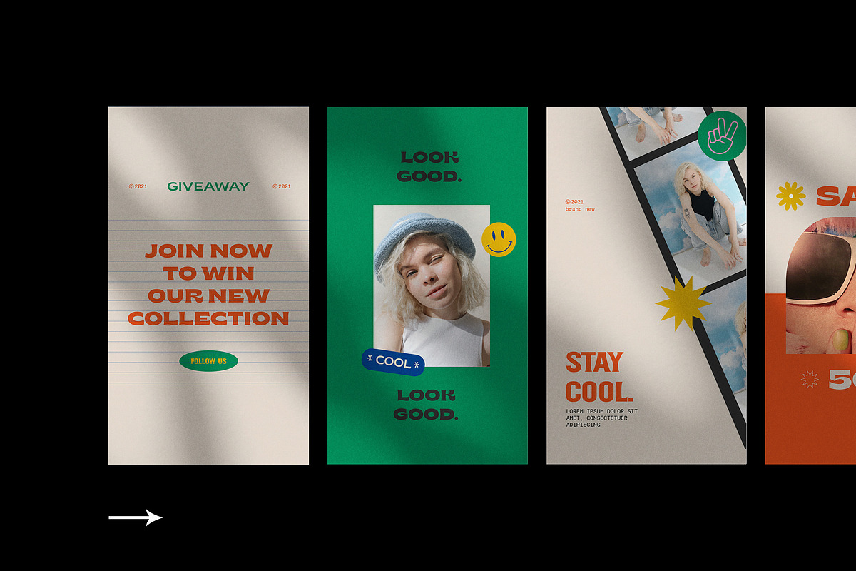 Pop90s Social Media Templates, a Social Media Template by Creavora (Photo 4 of 11)