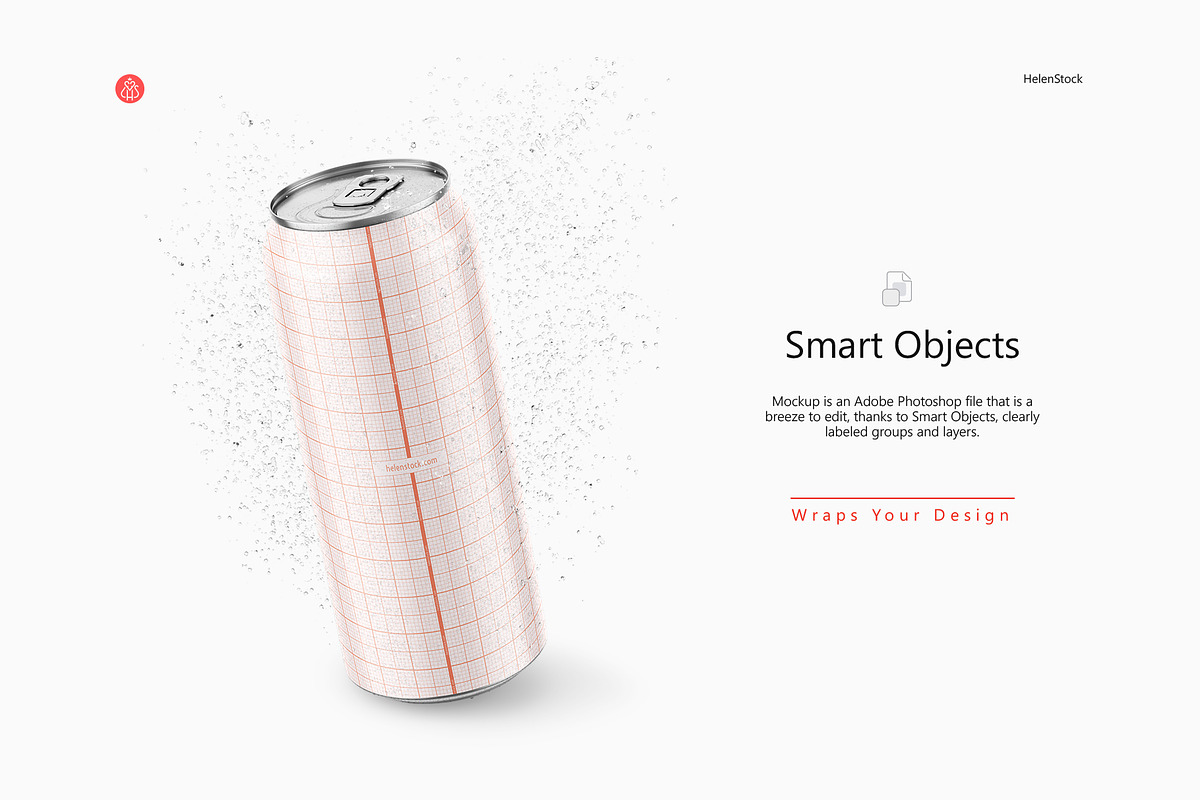 500ml Drink Can with Drops Mockup, a Product Mockup by HelenStock (Photo 4 of 9)