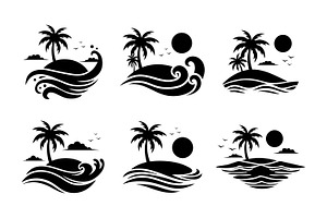 Black and white tropical island, a Branding & Logo Template by Saba Vector