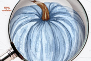 Blue Pumpkins Watercolor Clipart, a Food Illustration by BarvArt (Thumbnail 5 of 6)