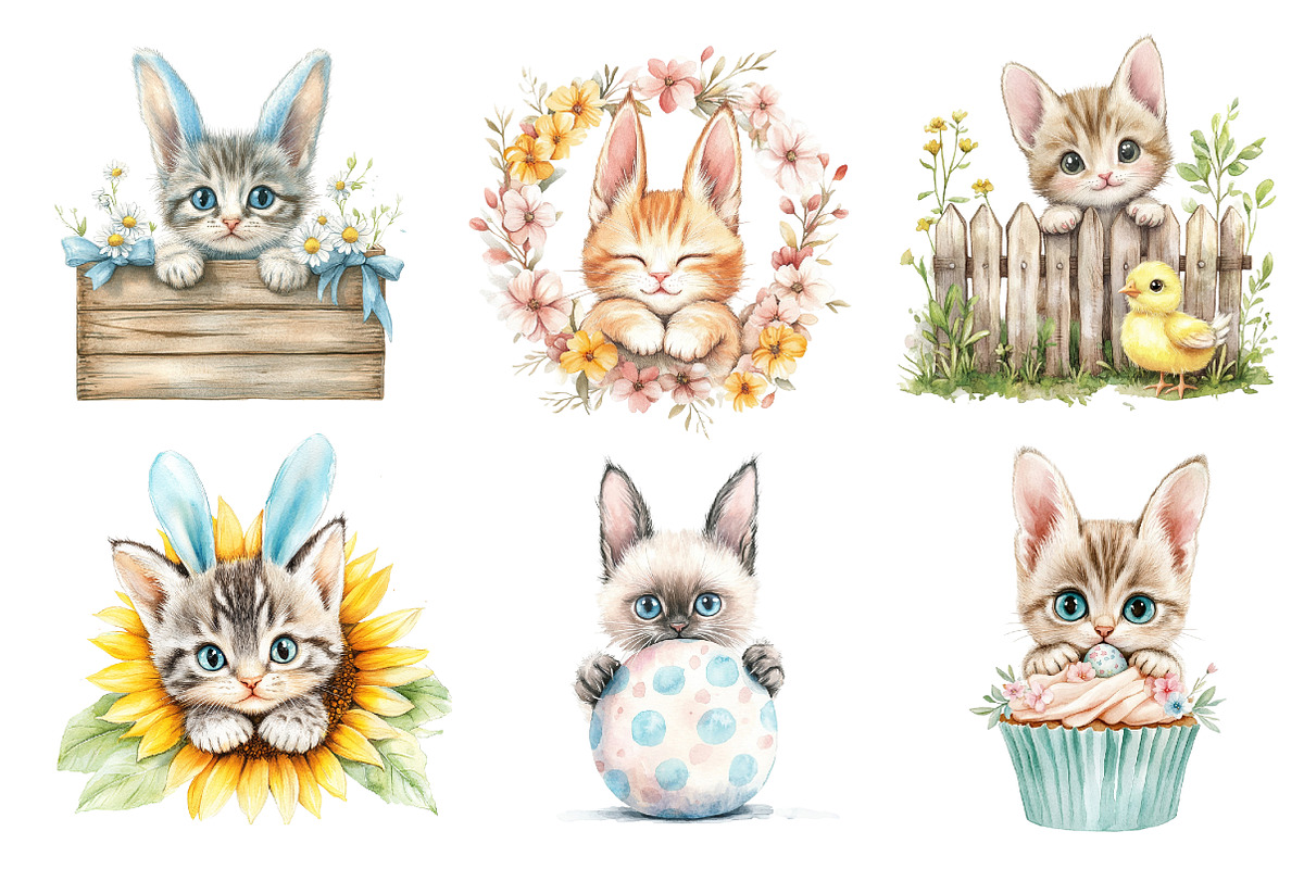 Easter Bunny Cat Peeking Sublimation, an Illustration by CreationArt (Photo 5 of 5)