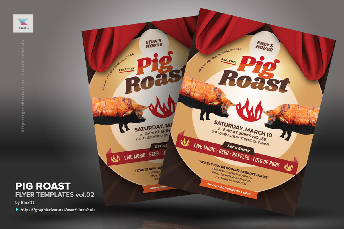 Pig Roast Flyer Templates vol.02, a Flyer Template by kinzi21