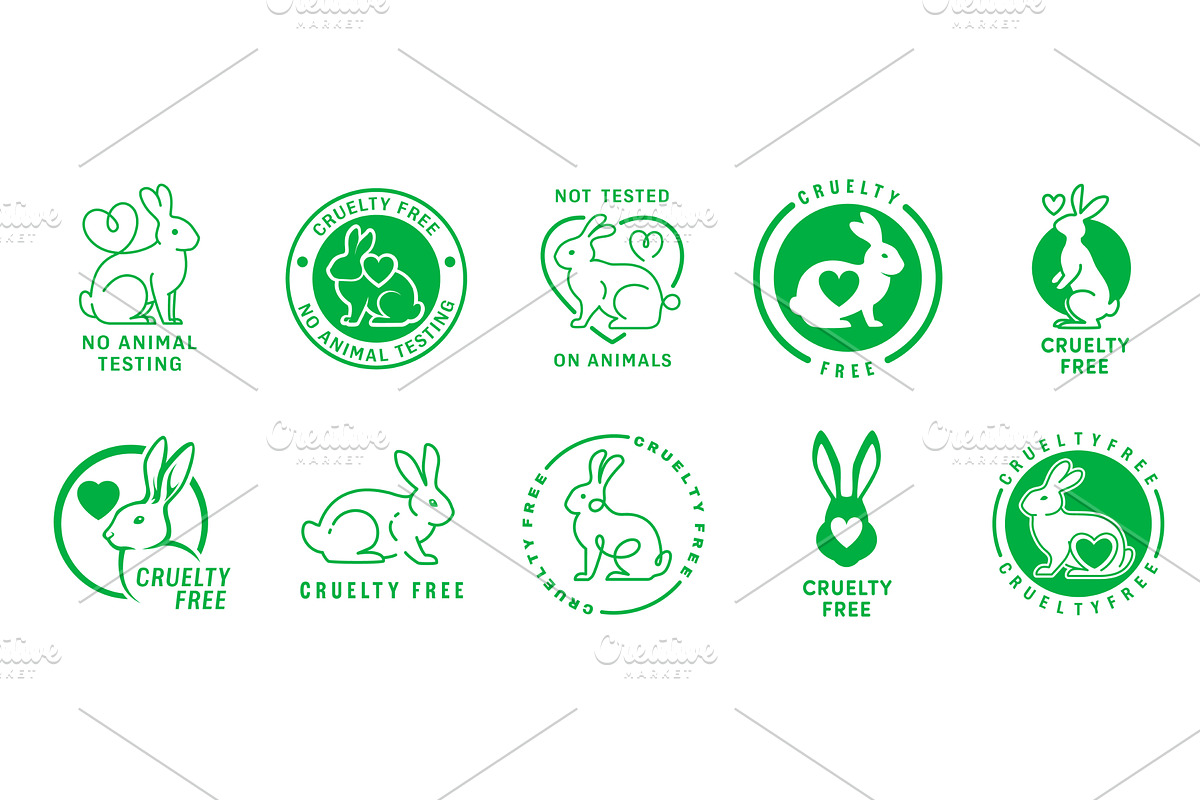 Cruelty free icons with rabbits, an Animal Illustration by Vector Tradition