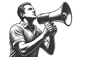 Man Shouting Through Megaphone, a Person Illustration by AlexArt