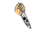 hand holding knife and skull face, a Person Illustration by gunaonedesign (Thumbnail 1 of 4)