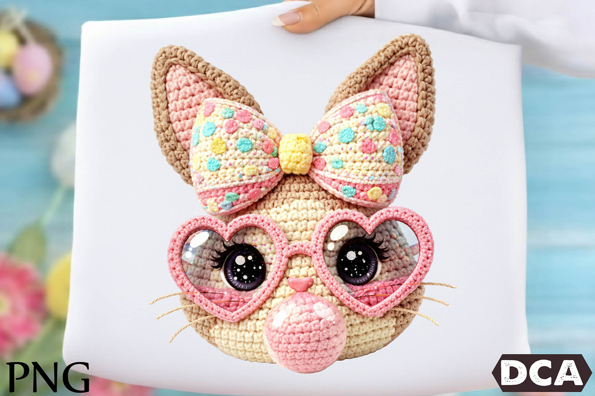 Crochet Glitter Easter Bunny PNG, an Illustration by DreamCafeArt (Photo 1 of 6)