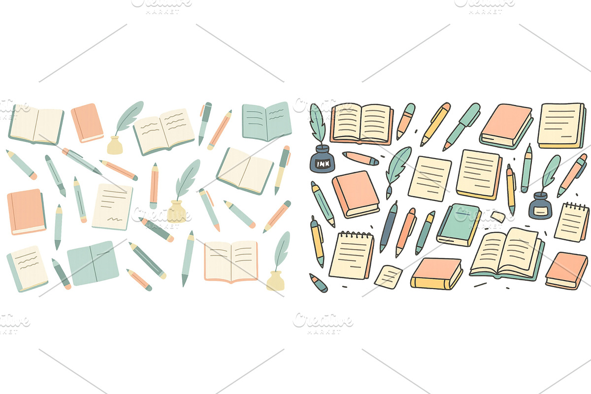 Colorful stationery and writing, an Education Illustration by ZinetroN