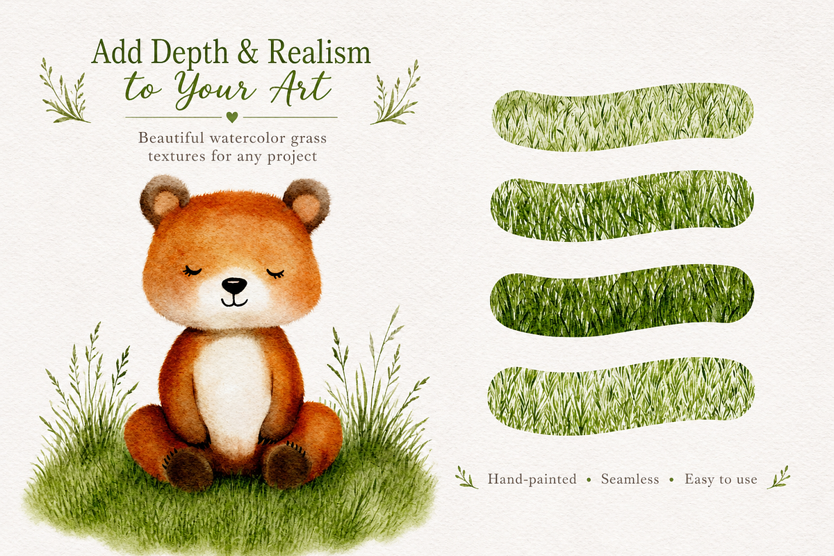Procreate Watercolor Grass Brushes, a Brush Add-On by HopeArtIllustration (Photo 3 of 7)