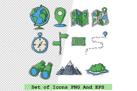 Set of  map and navigation icons, an Icon by one-touch