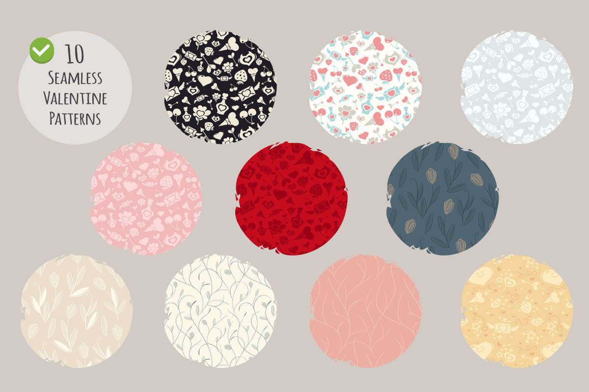 Seamless Valentine Patterns Set preview 2
