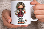 Watercolor Girls with Flowers PNG, a Seasonal Illustration by Canvas Craft (Thumbnail 6 of 7)