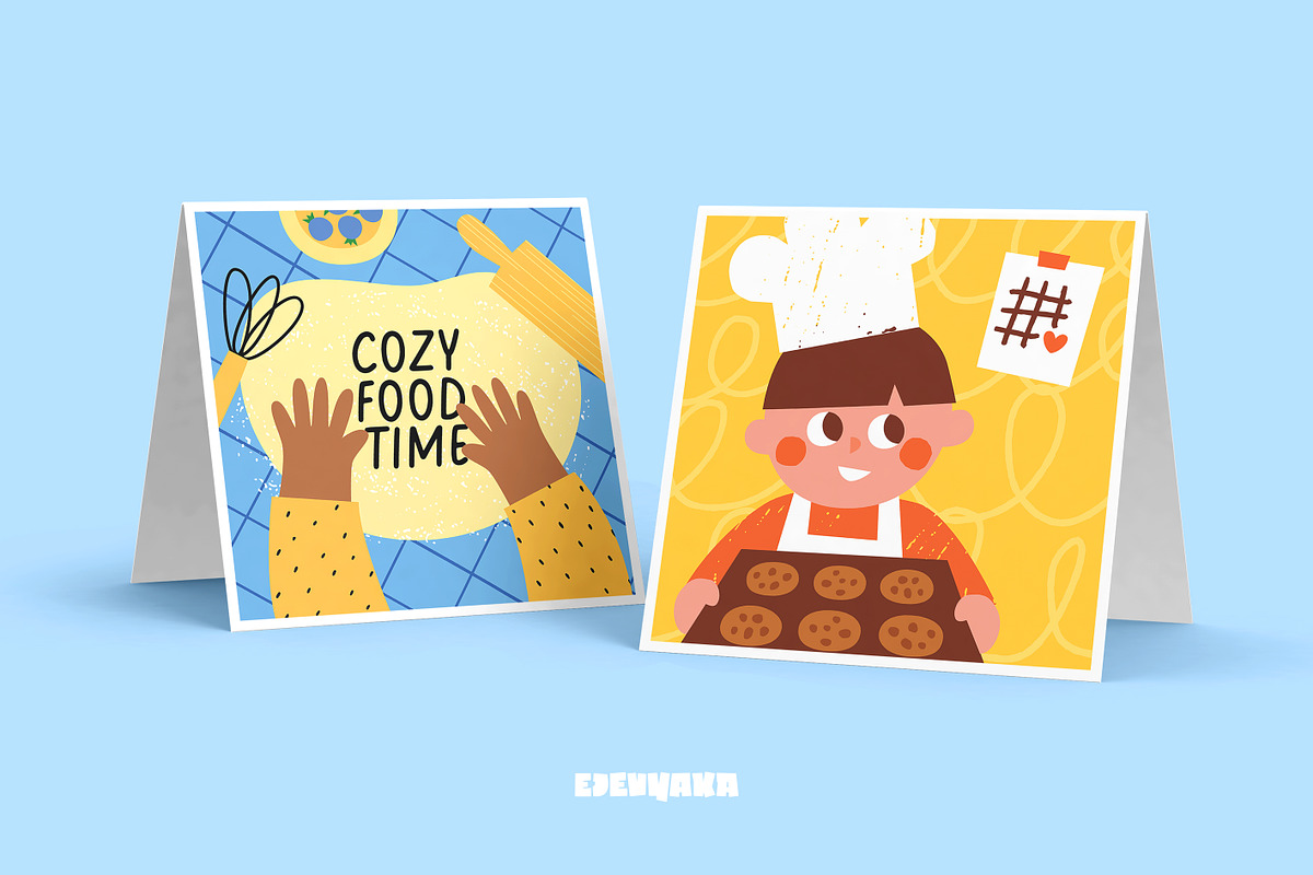 Kids Baking Clipart, Cards, Patterns, a Food Illustration by Ejevyaka (Photo 4 of 6)