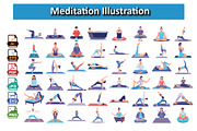 Meditation Illustration Pack, an Illustration by Vector Portal (Thumbnail 1 of 5)