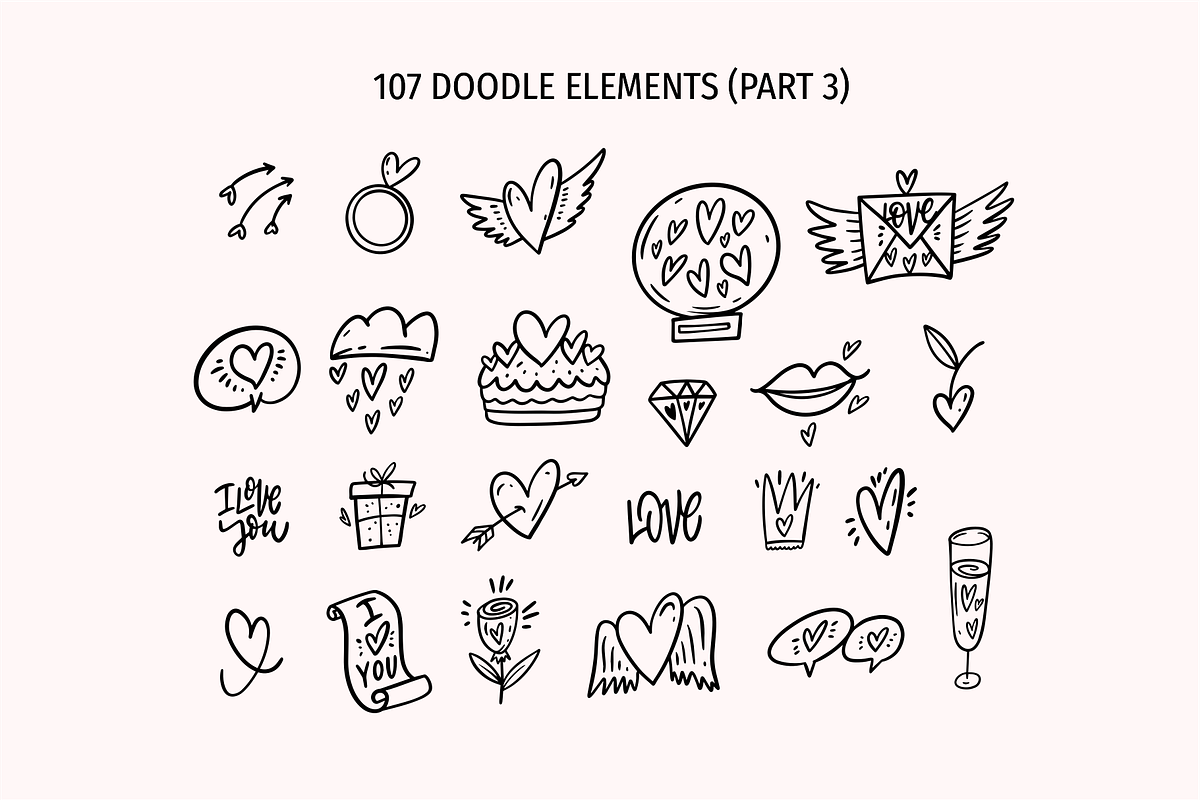 Love Doodles & Valentine Stickers, a Seasonal Illustration by Oktyabr (Photo 5 of 10)