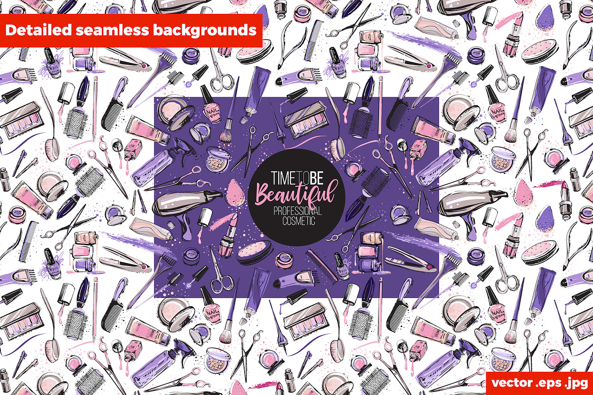 Beauty Salon Promo Cards & Patterns, a Work Illustration by Sopelkin (Photo 7 of 9)