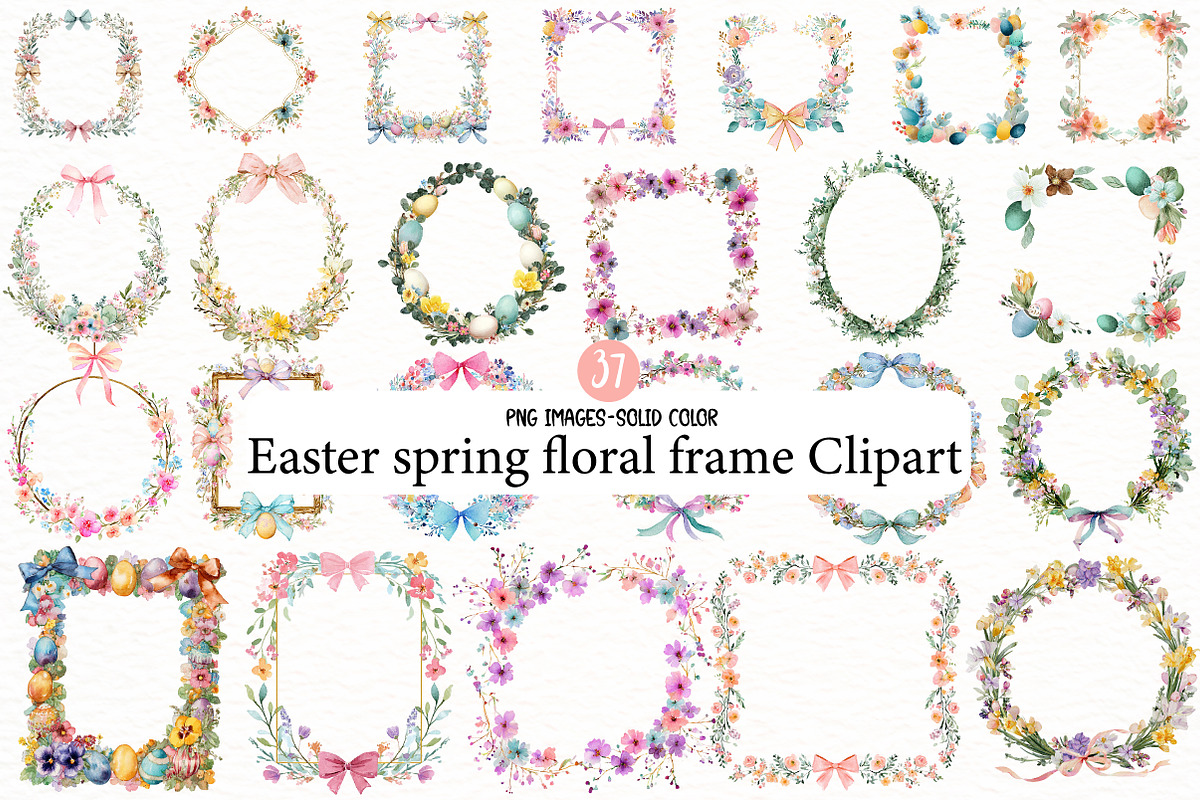 Easter spring floral frame Clipart, an Illustration by Designworld (Photo 1 of 5)