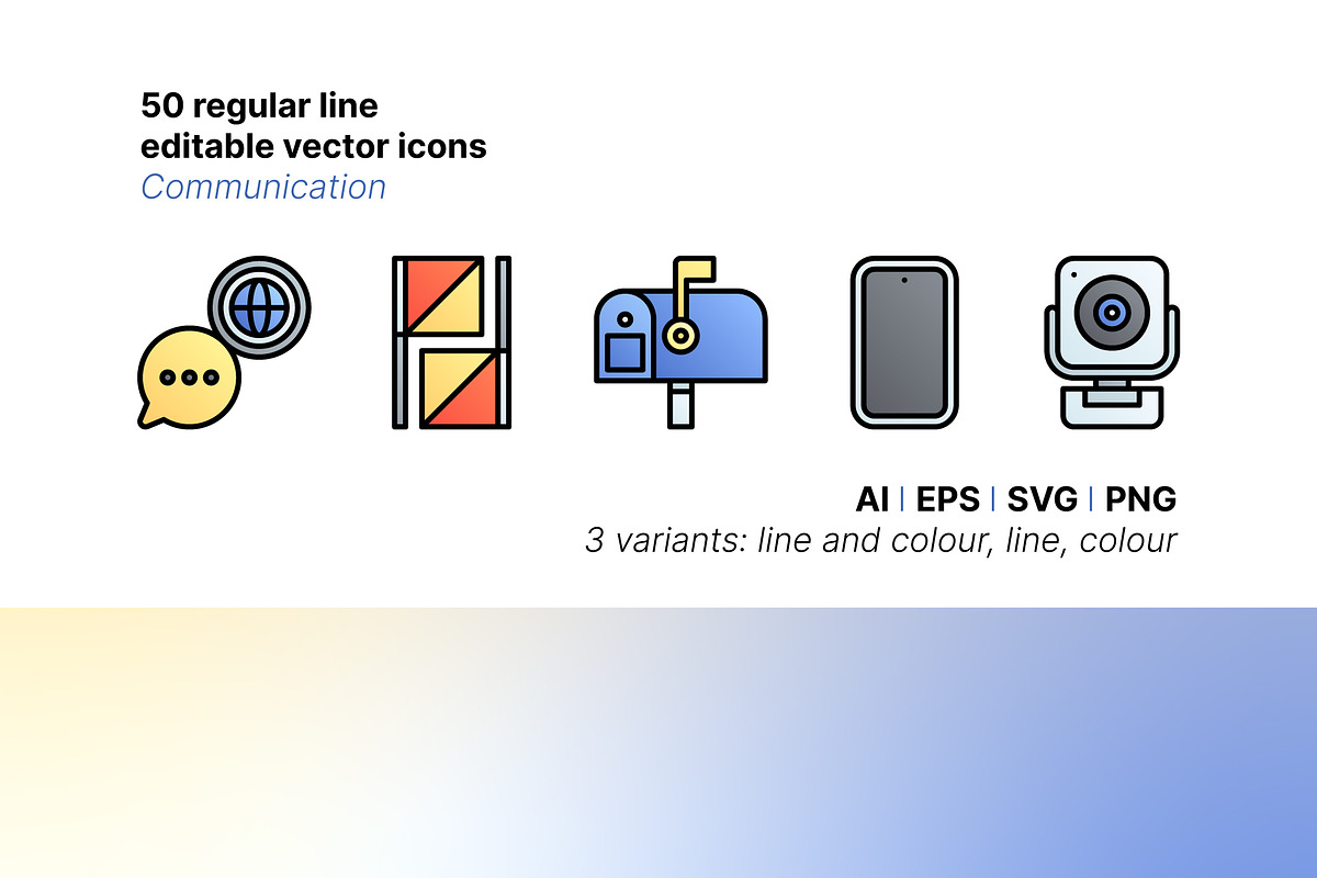50 Communication Icons, an Outline Icon by Side Project (Photo 1 of 9)