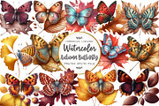 Watercolor Autumn Butterfly Clipart, an Illustration by OK Design (Thumbnail 1 of 5)